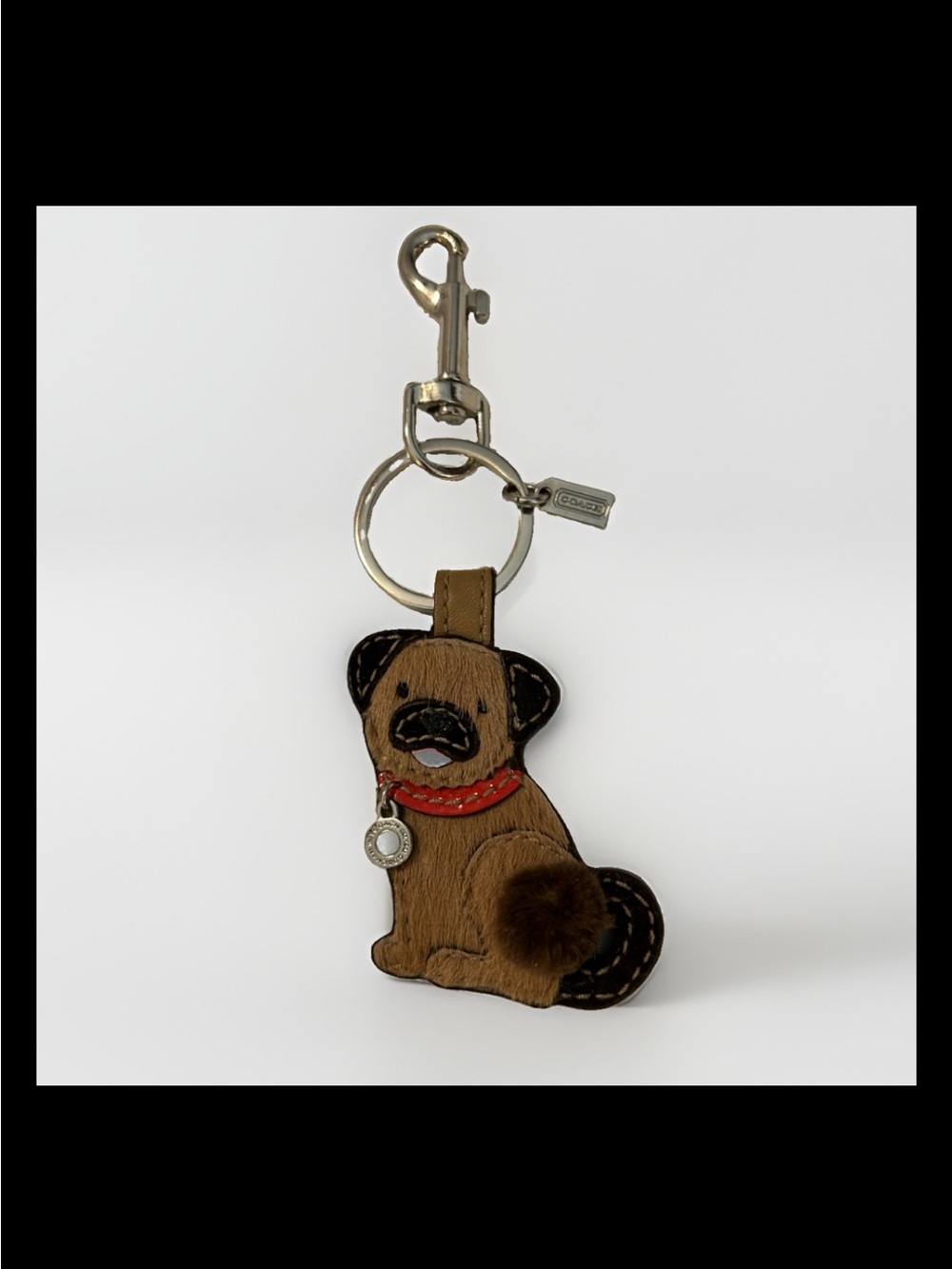 Coach Leather & Genuine Mink Pug Puppy Dog Bag Charm, 2007-Style: (#92692)